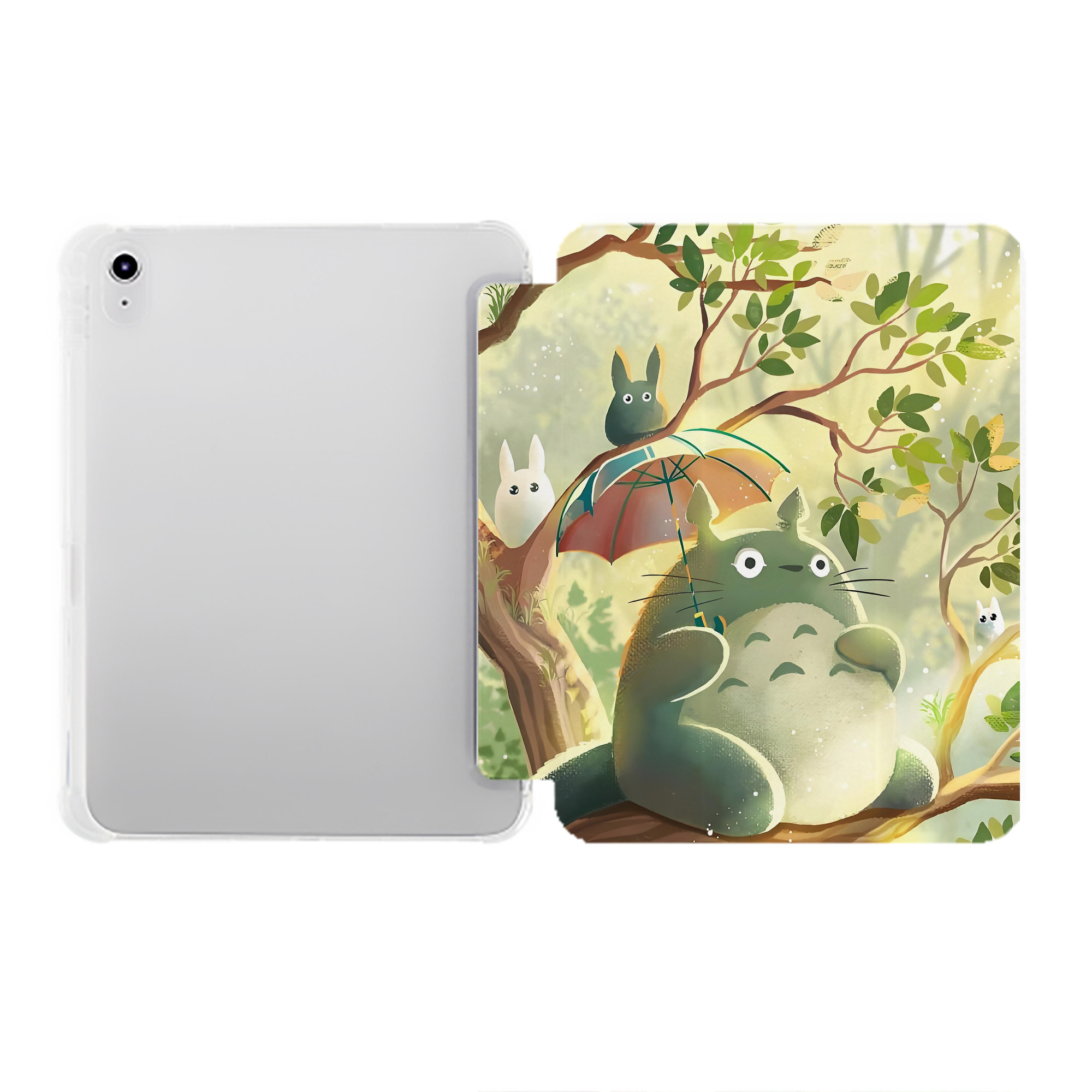（画像用） となりのトトロ 草壁メイ 草壁サツキ My Neighbor Totoro Satsuki Kusakabe Mei Kusakabe IPad ケース ペン収納付き 三つ折りスタンド PUレザー×シリコン 対応機種9.5/10.5/10.9インチ